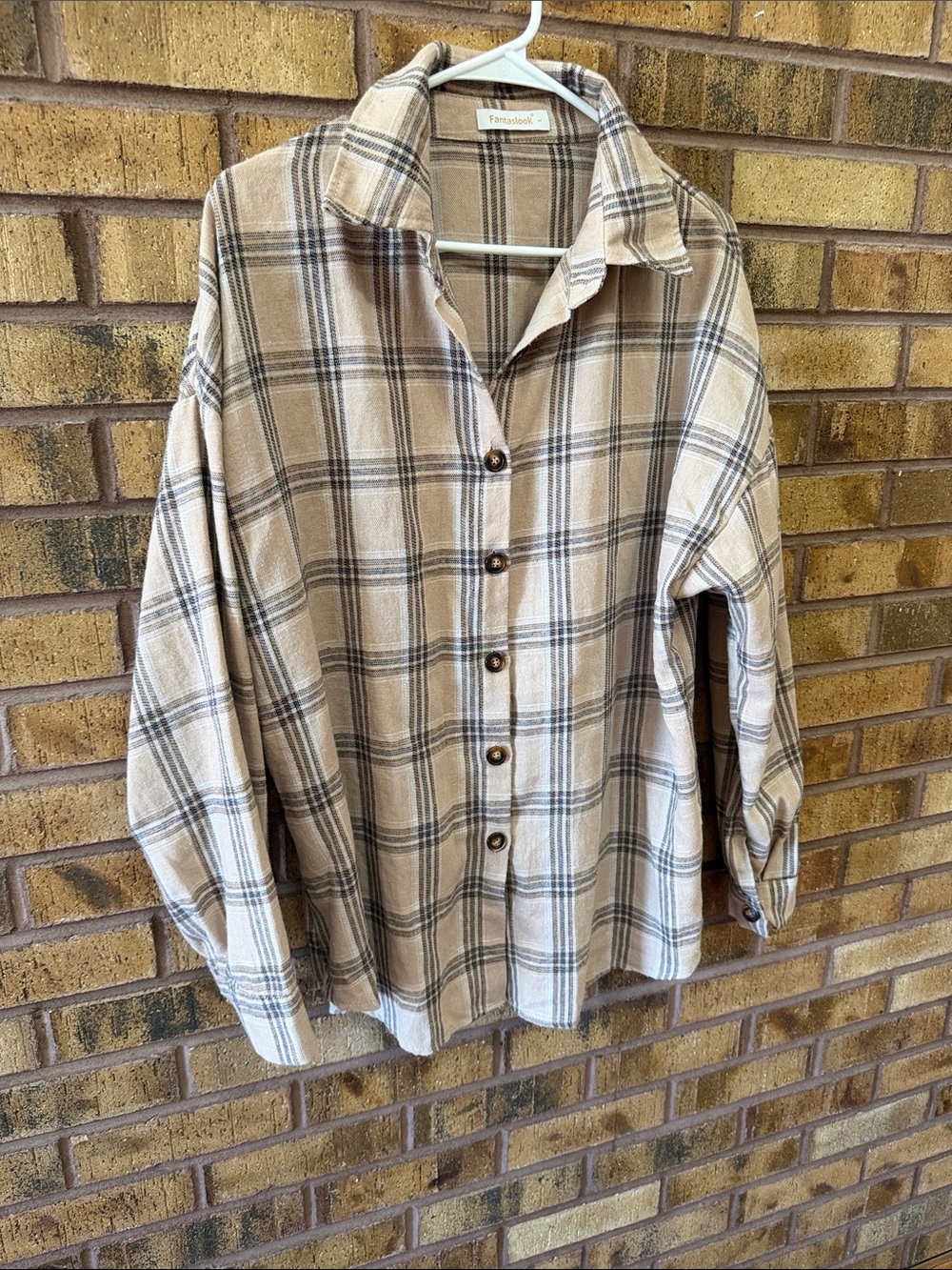 Fantastick Plaid Button-Down Shirt in Beige for Women